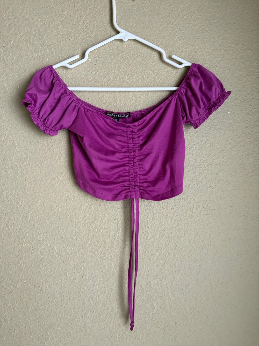 Almost Famous Bright Magenta Ruched Crop Top